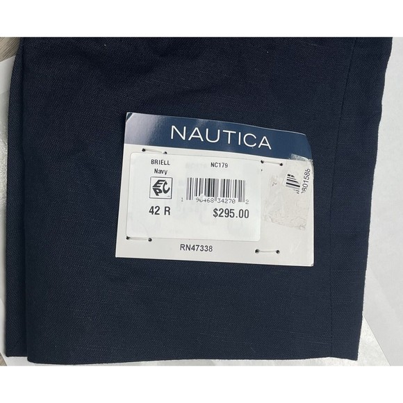 NAUTICA Men’s Navy Blue Slim Fit Linen Blend Sport Coat 42R - Picture 9 of 11
